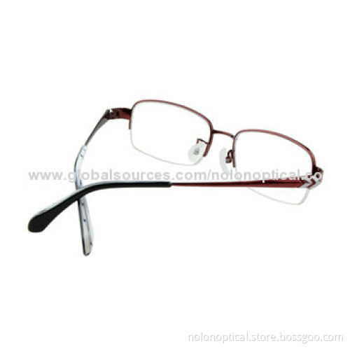 Fashion titanium half-rimless women eyeglass frames, logo can be printed